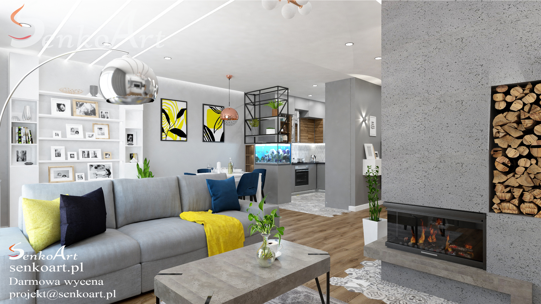 projekt salonu w mieszkaniu nowoczesnym fot. Senkoart Design