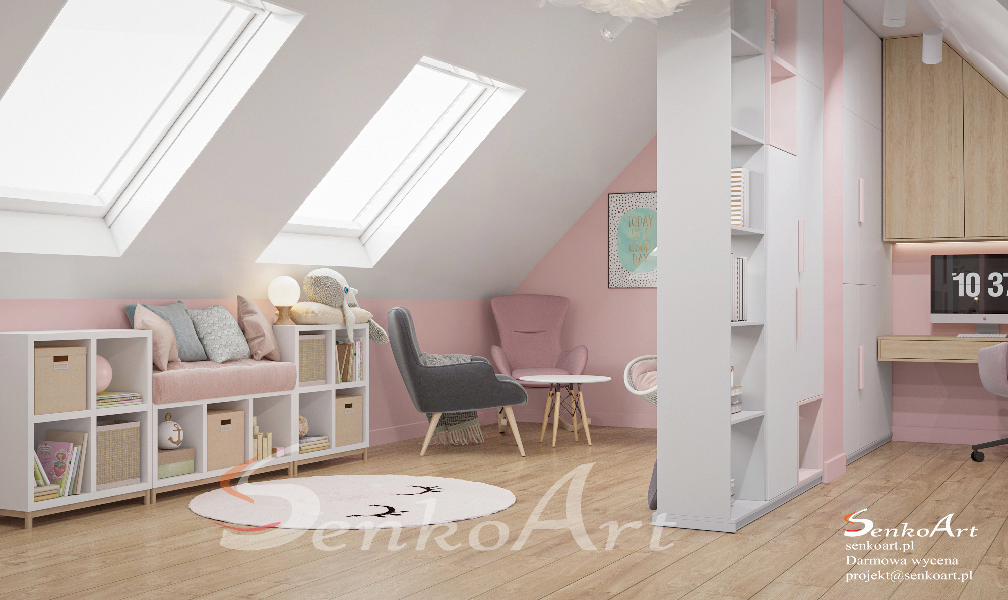 projekt pokoju dla dziewczynki w różowym kolorze