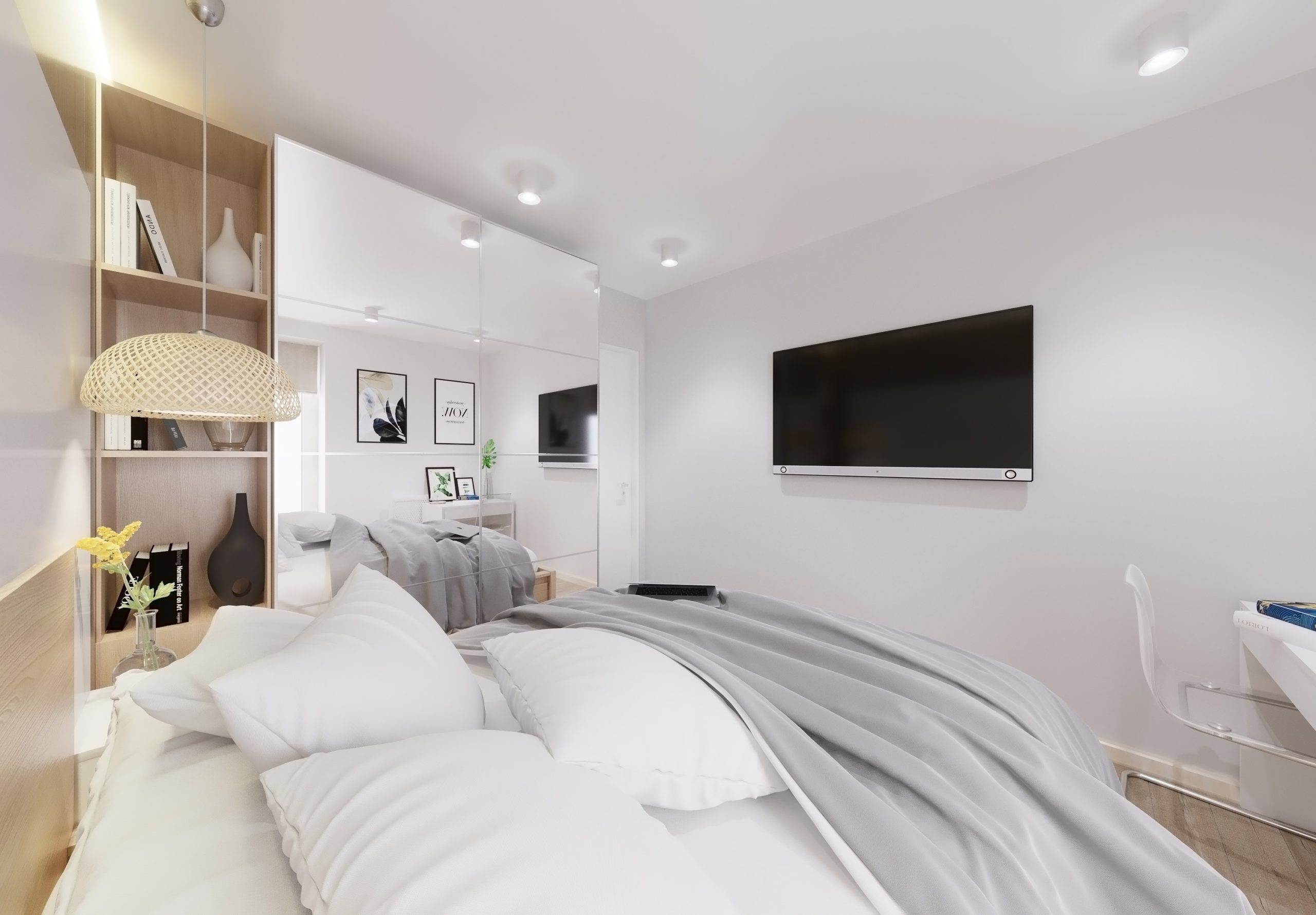 projekt sypialni z TV