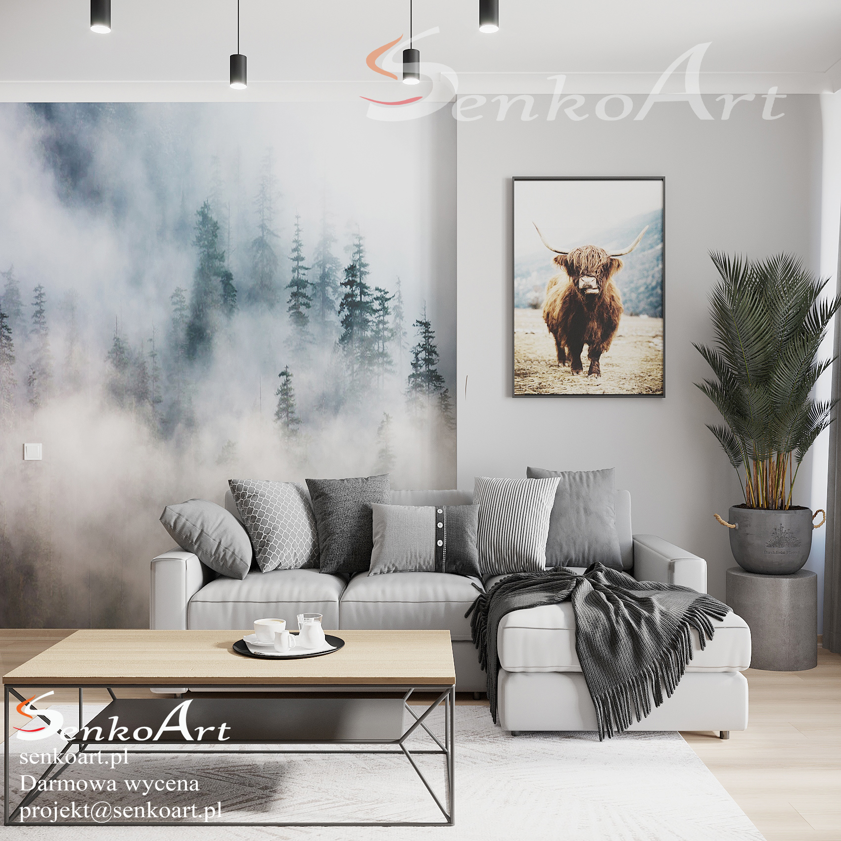 projektowanie salonu online z fototapeta fot. Senkoart Design