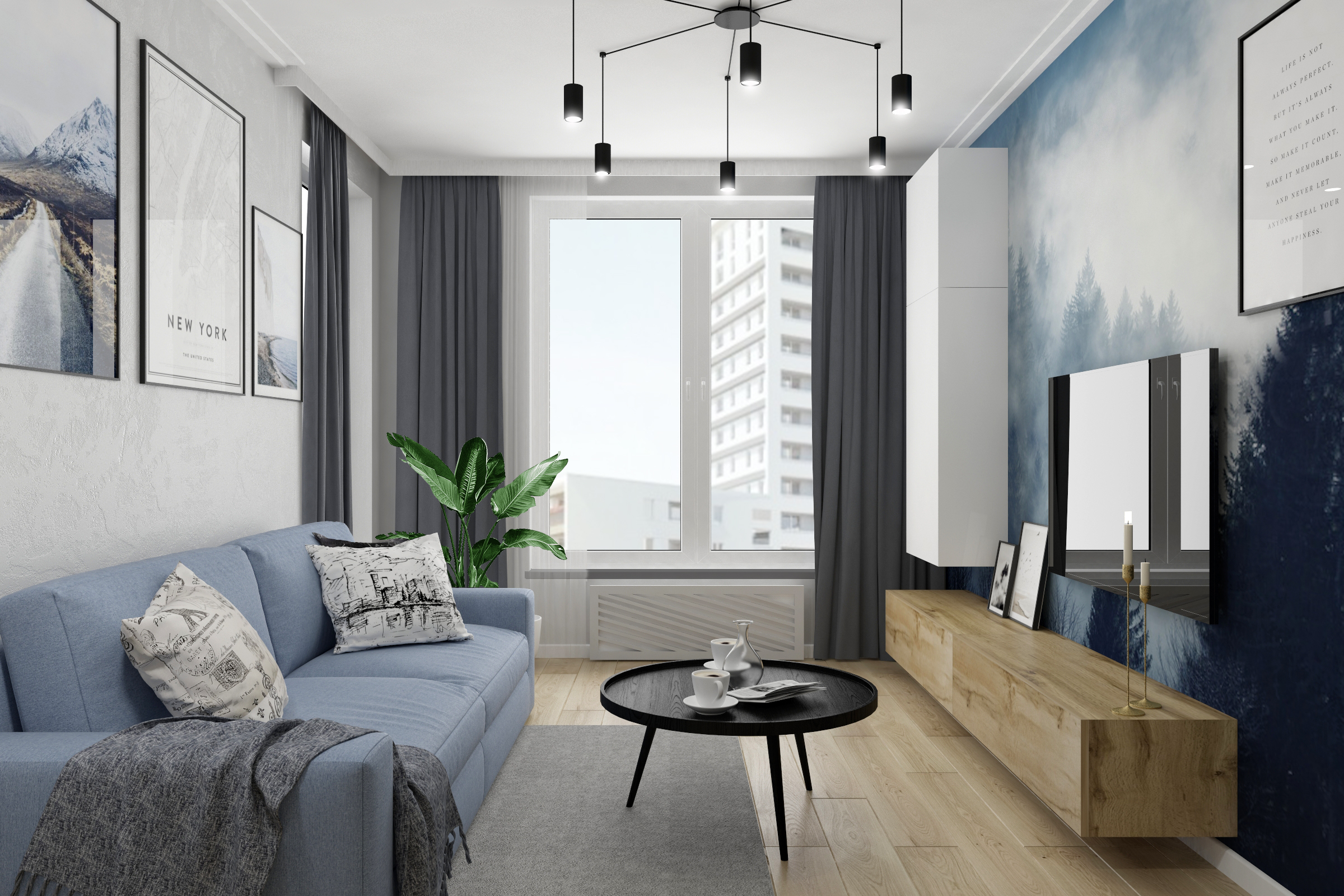 Salon w mieszkaniu w Warszawie