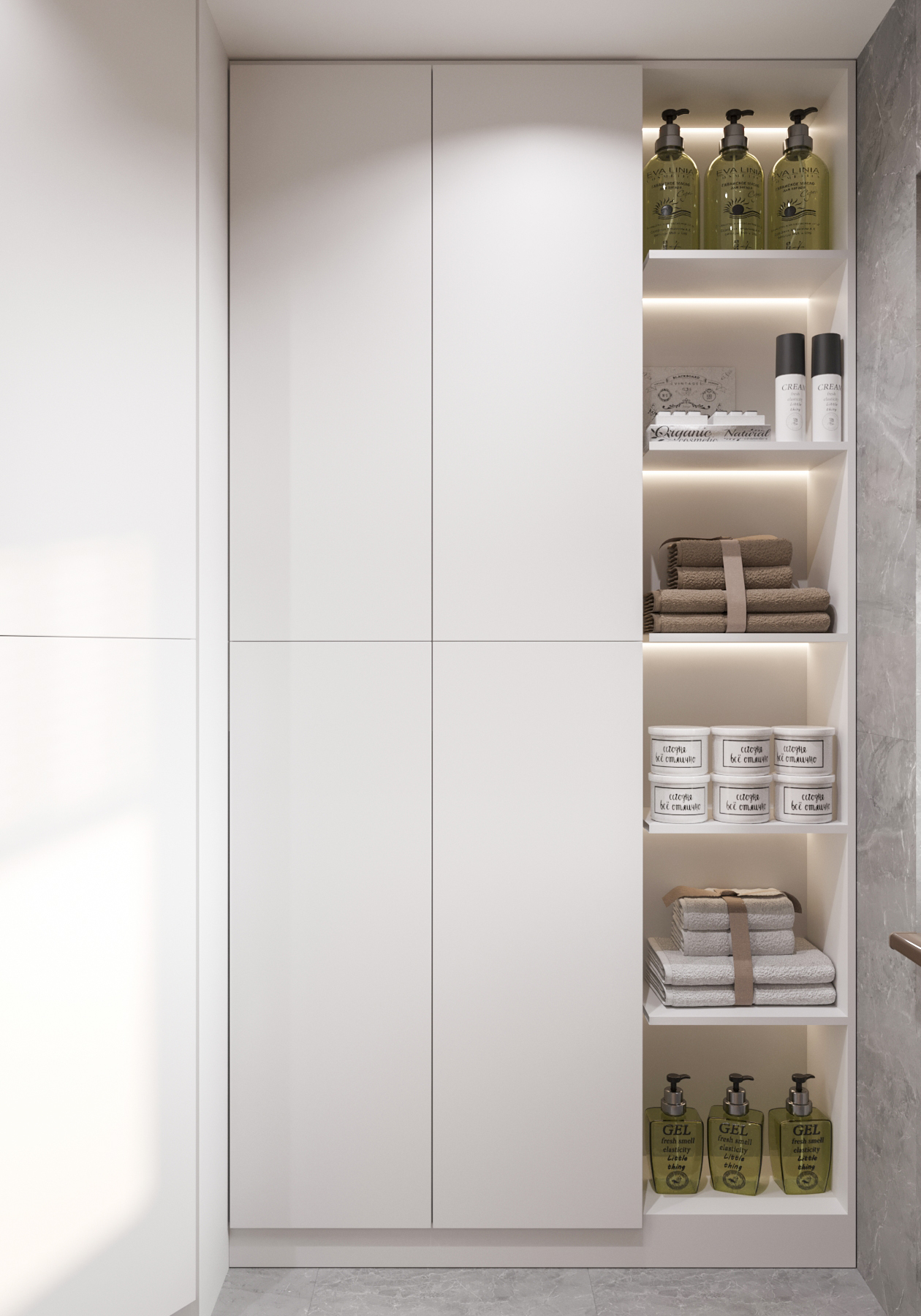 projekt łazienki z miejscem na ręczniki