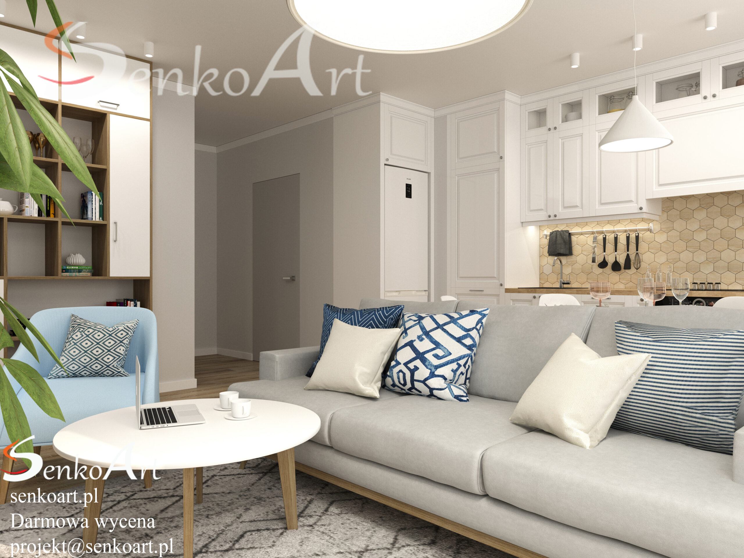 projekt kuchni z salonem