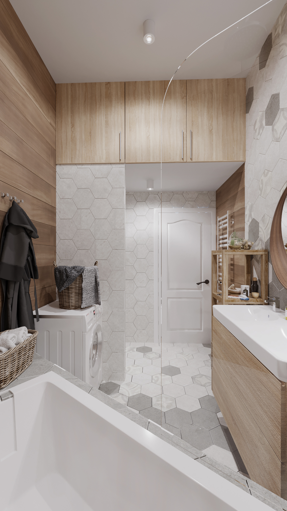 aranżacja łazienki wanną i pralką