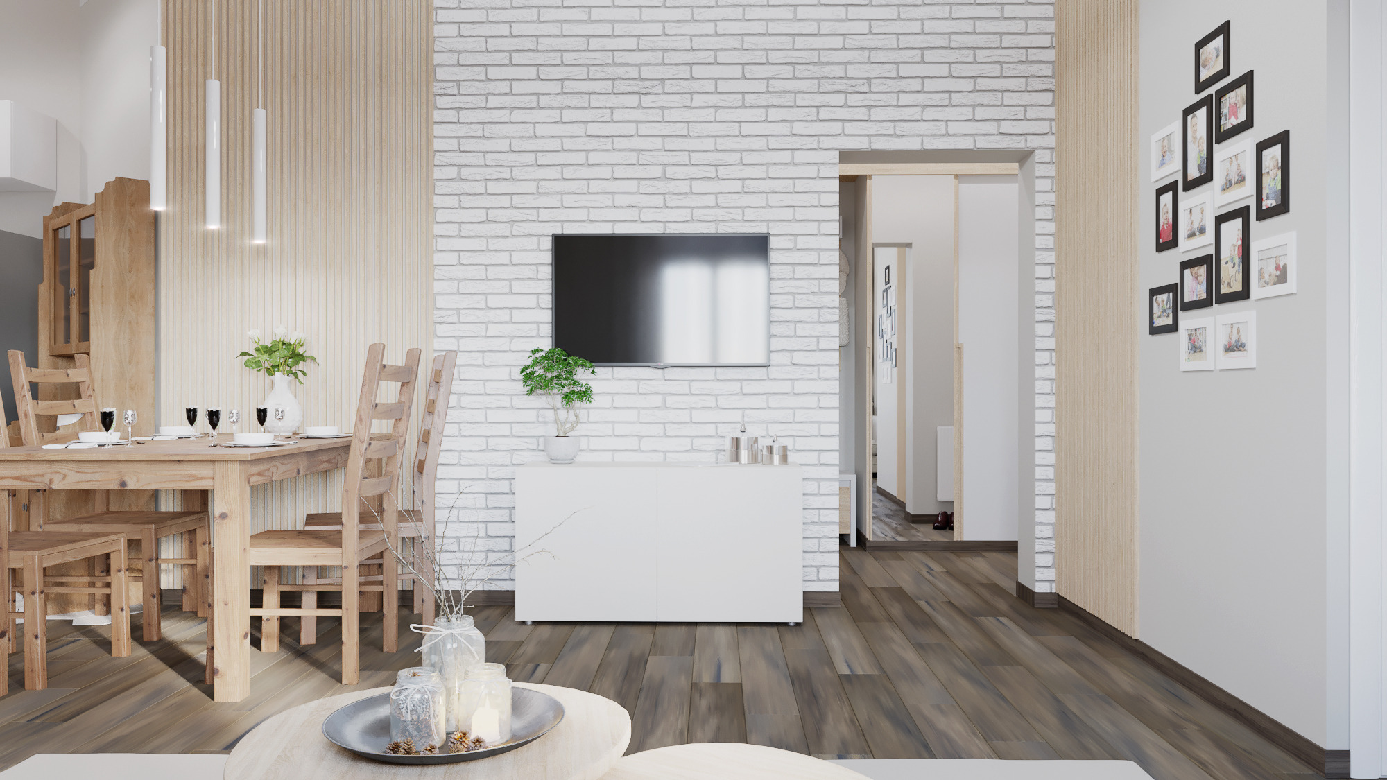 aranżacja salonu z aneksem kuchennym