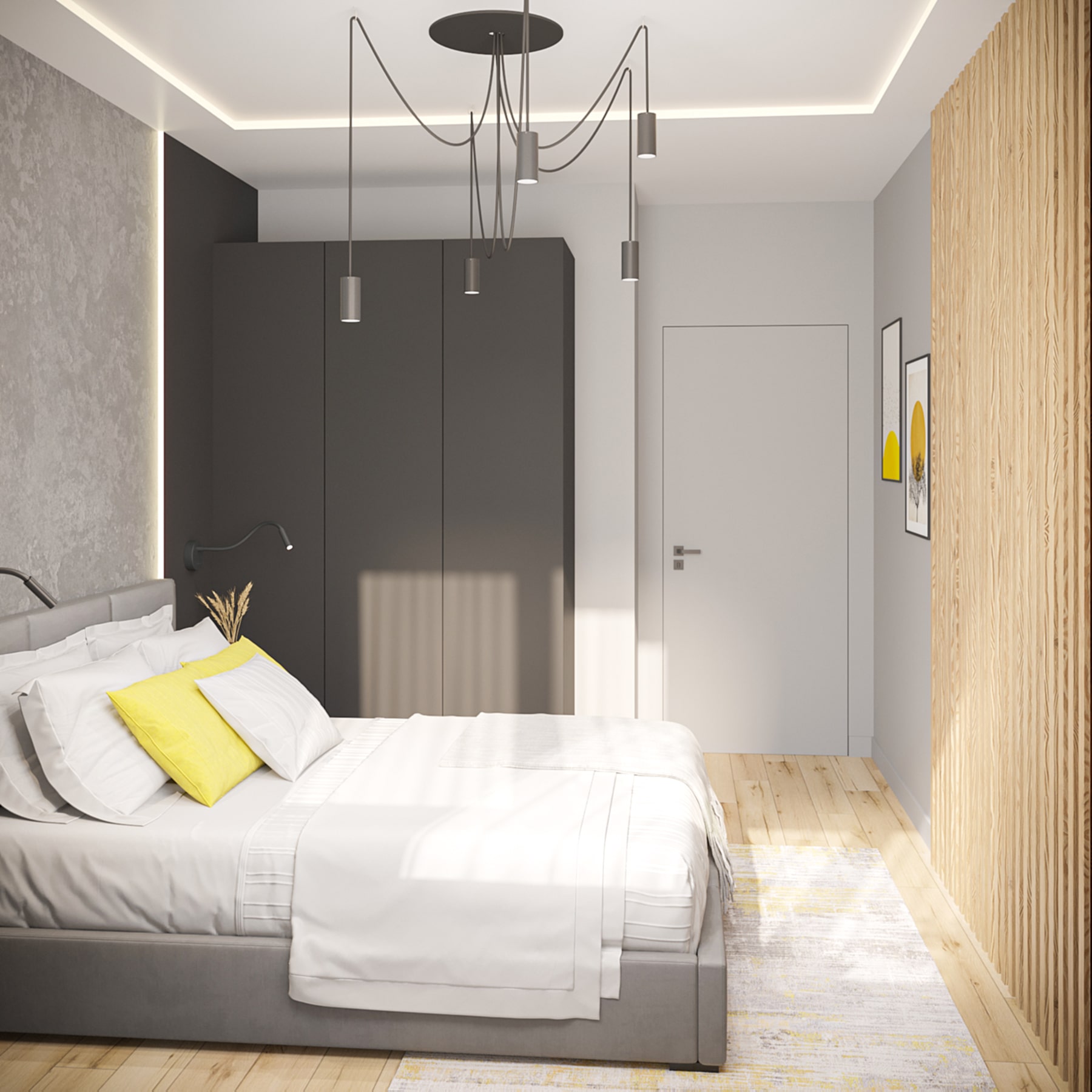 Lamele drewniane w sypialni