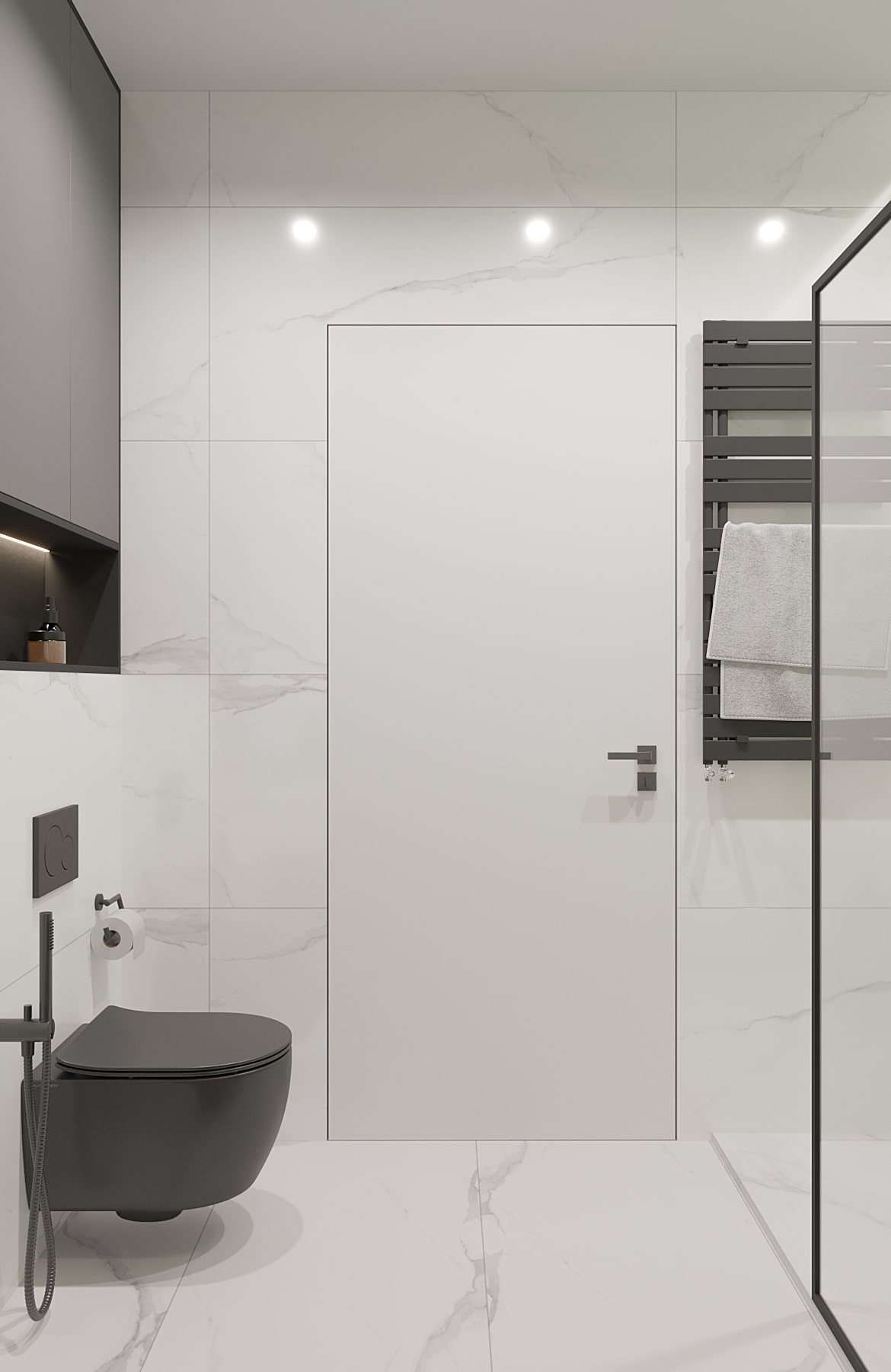 Łazienka z czarnym wc