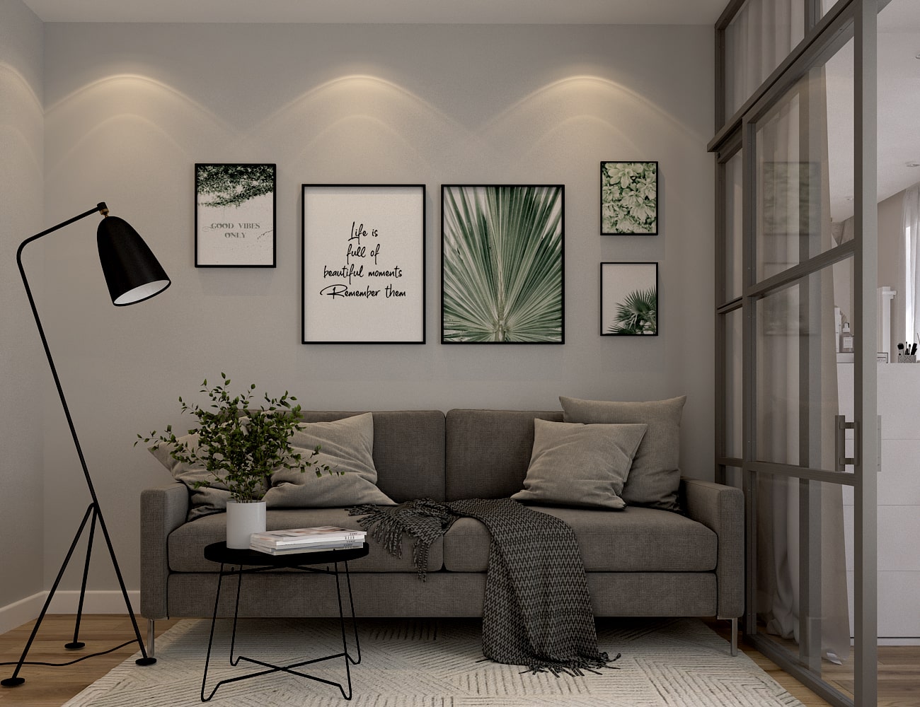 projekt salonu z narożnikiem