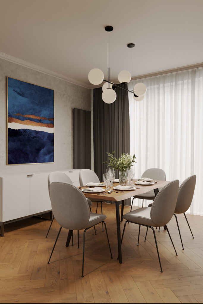 Aranżacja salonu z jadalnią