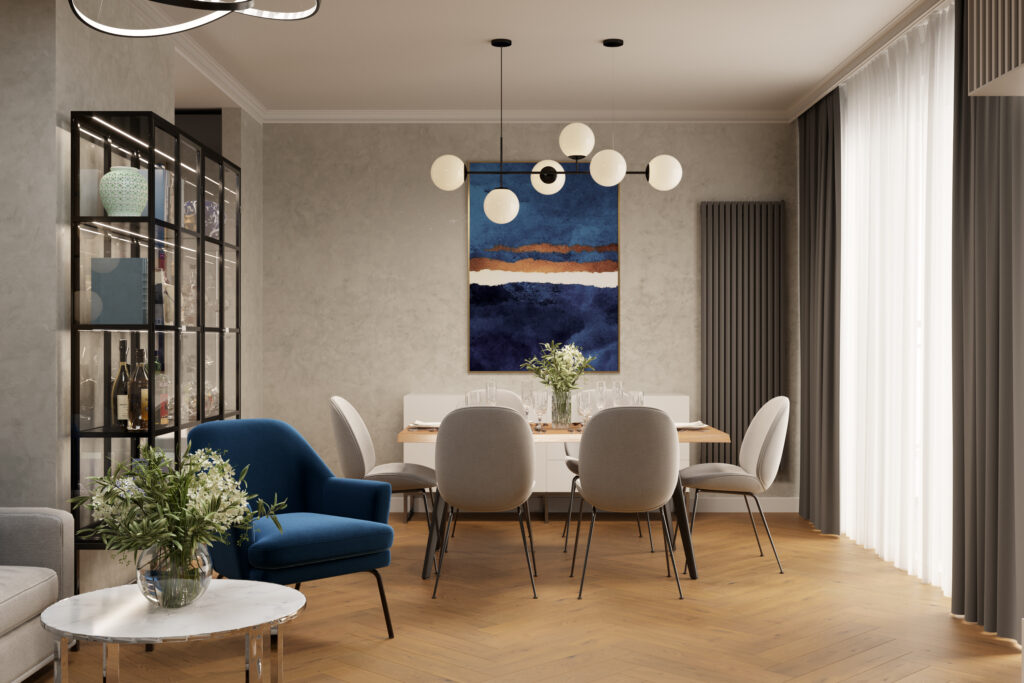 Nowoczesny szary salon