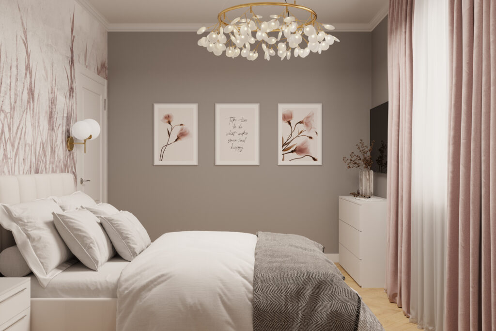 sypialnia w stylu glamour