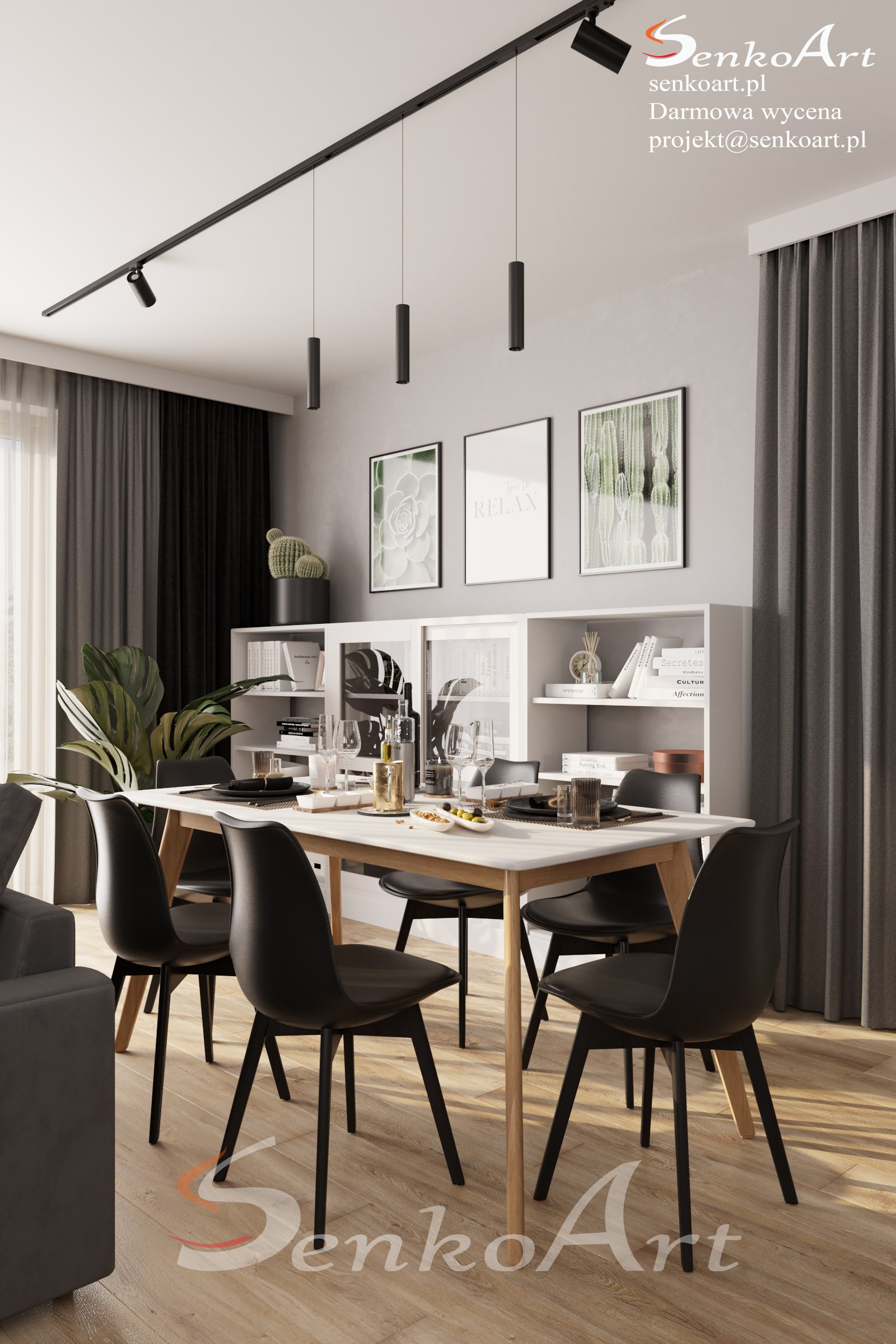 Aranżacja salonu z jadalnia