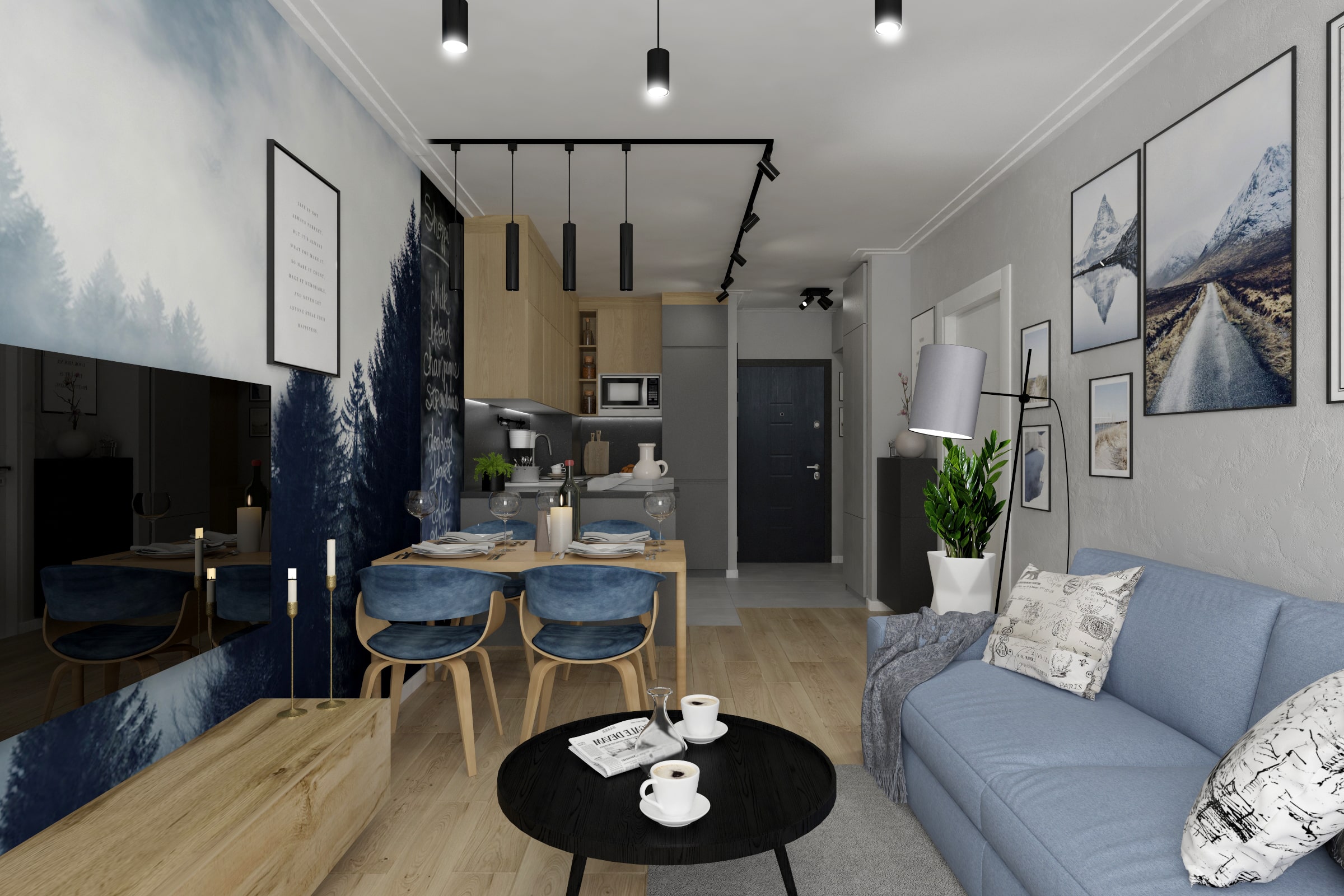 Projekt mieszkania w nowoczesnym stylu – Kawalerka