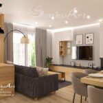 nowoczesny salon z jadalnią 17m2