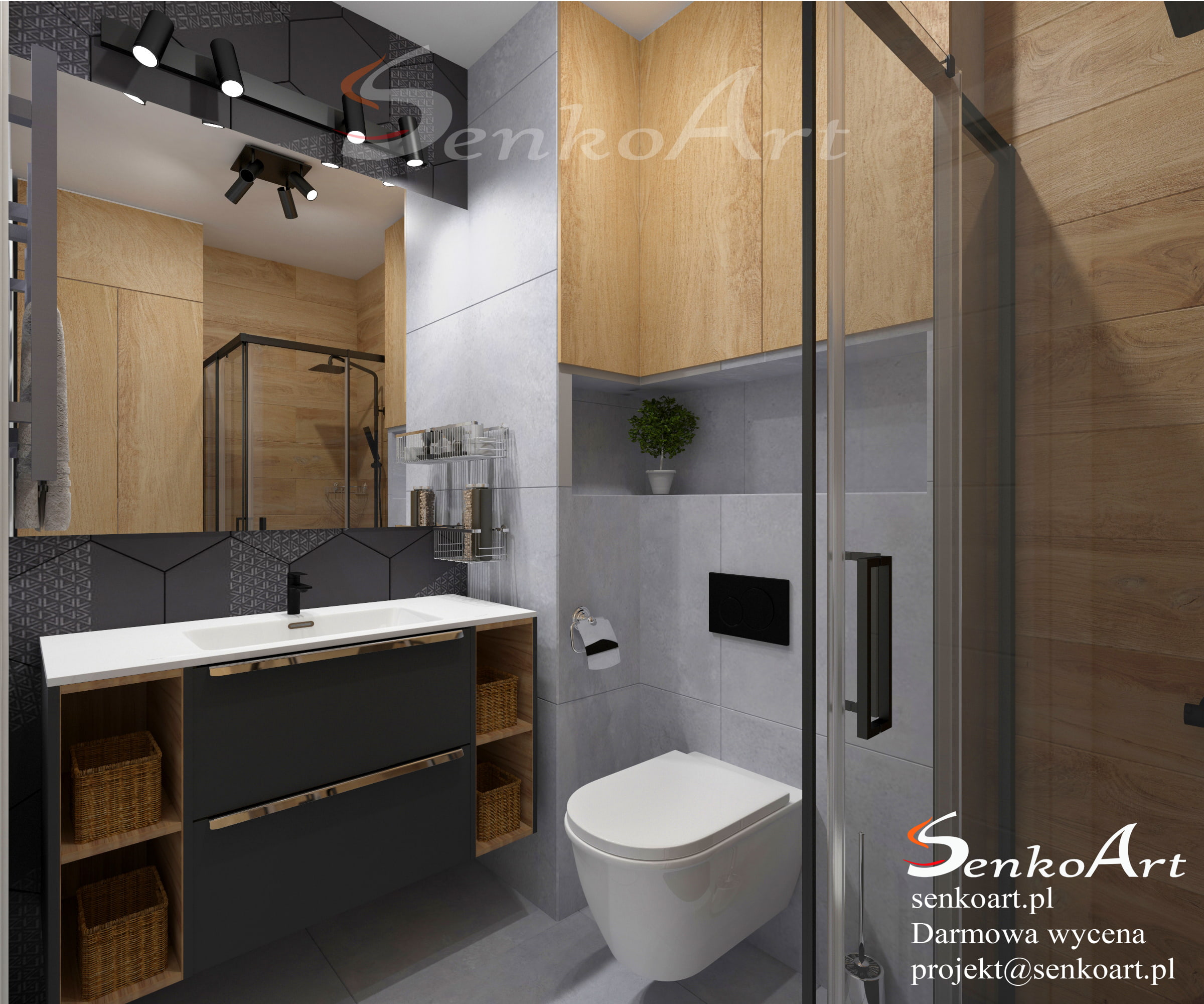 Projekt łazienki z prysznicem