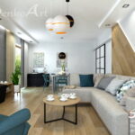 Salon z aneksem kuchennym 25m2