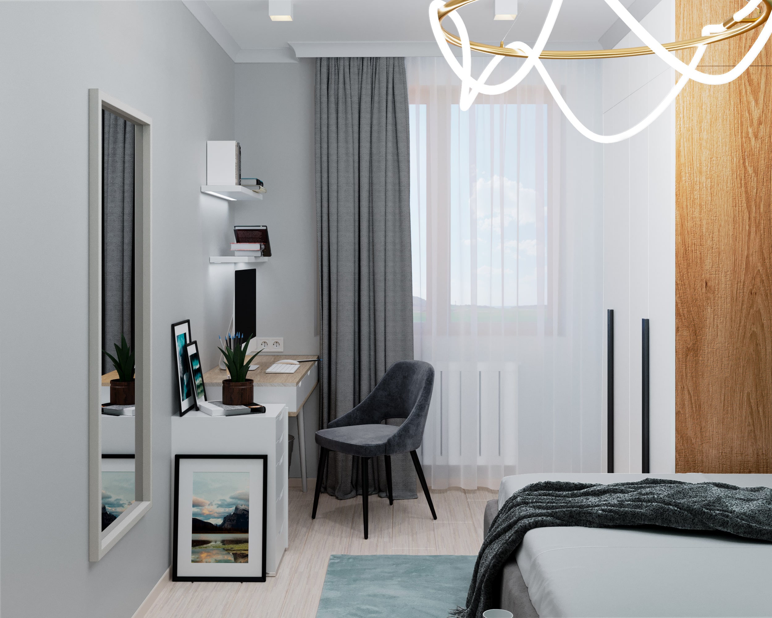 Aranżacja sypialni z lustrem