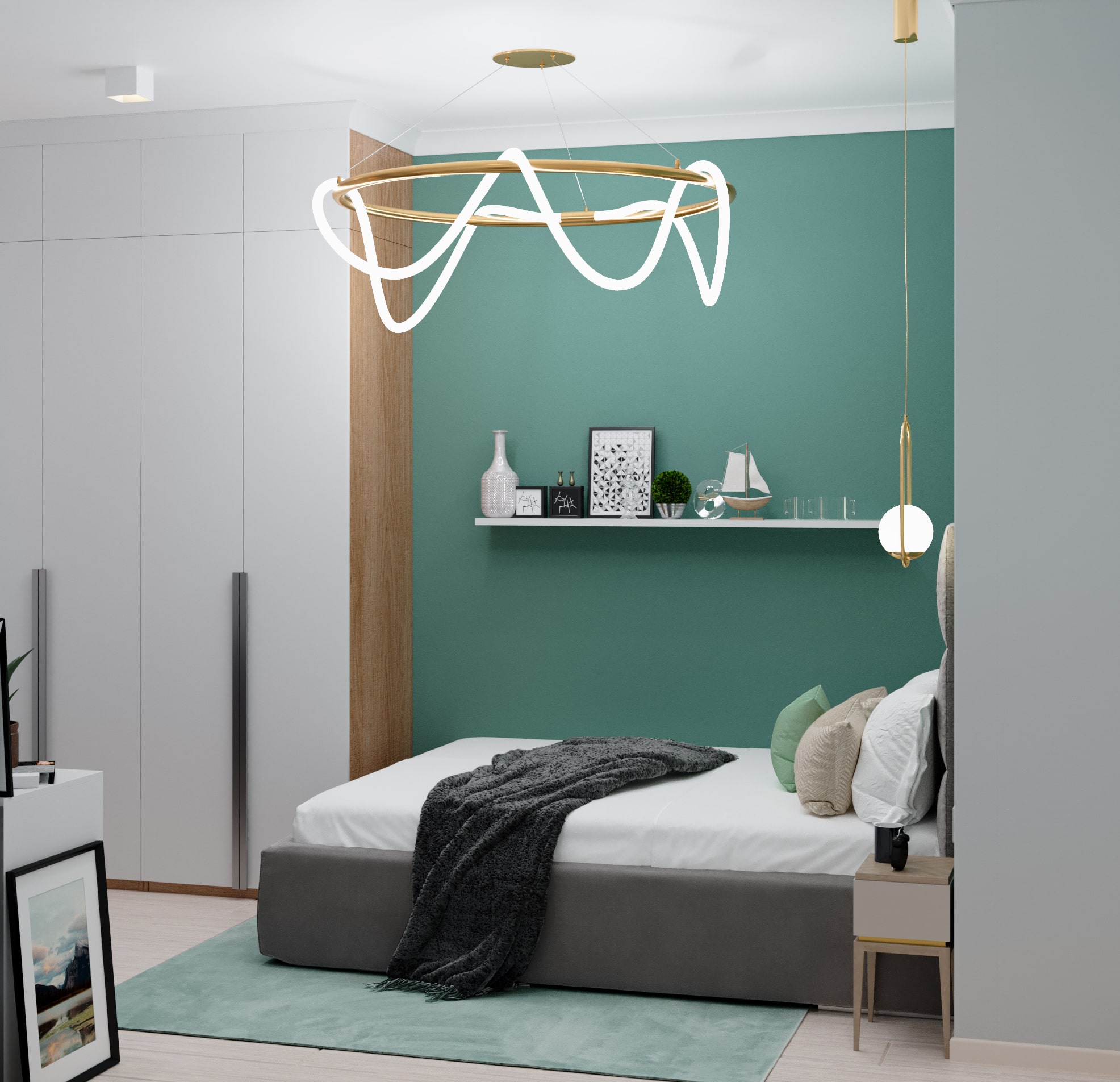 Aranżacja turkusowej sypialni