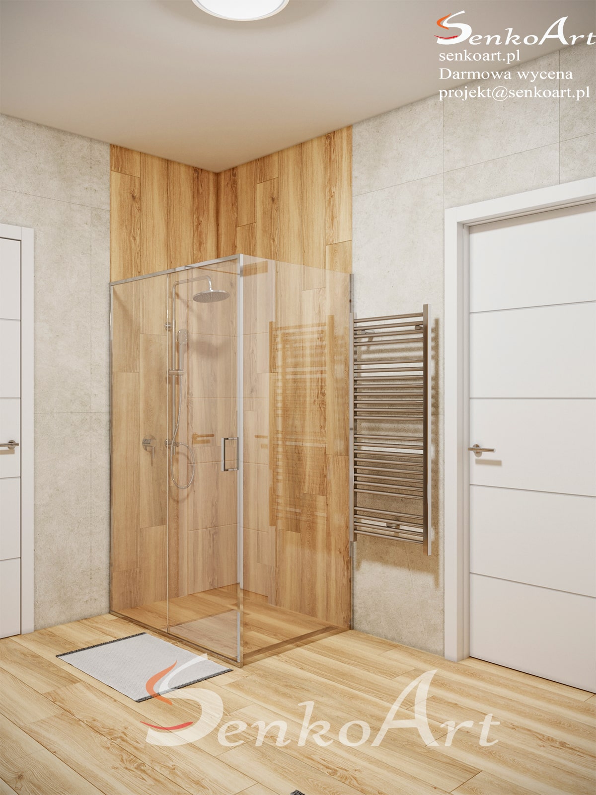 Łazienka drewniana z prysznicem