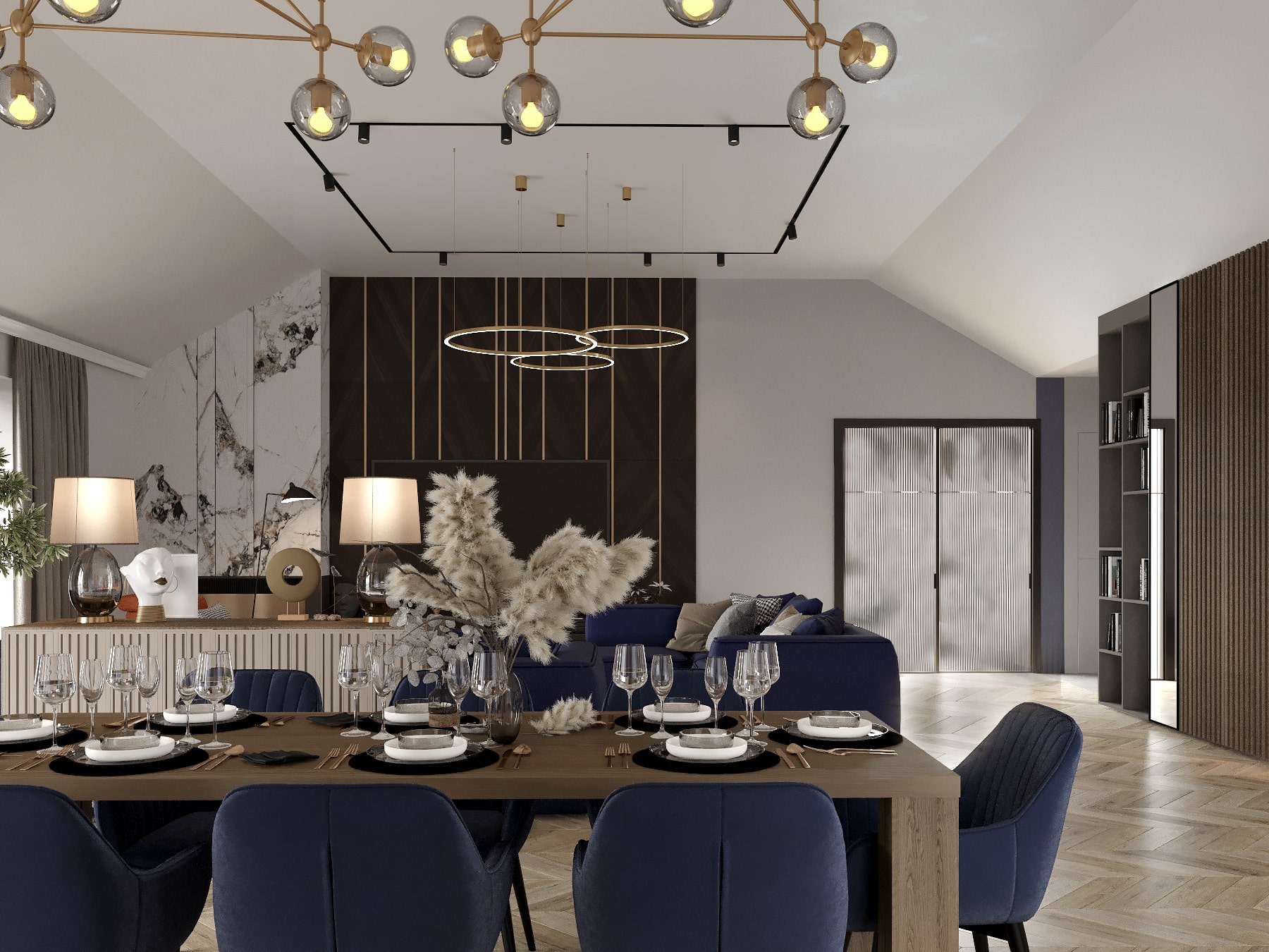 Salon z aneksem kuchennym 30m2