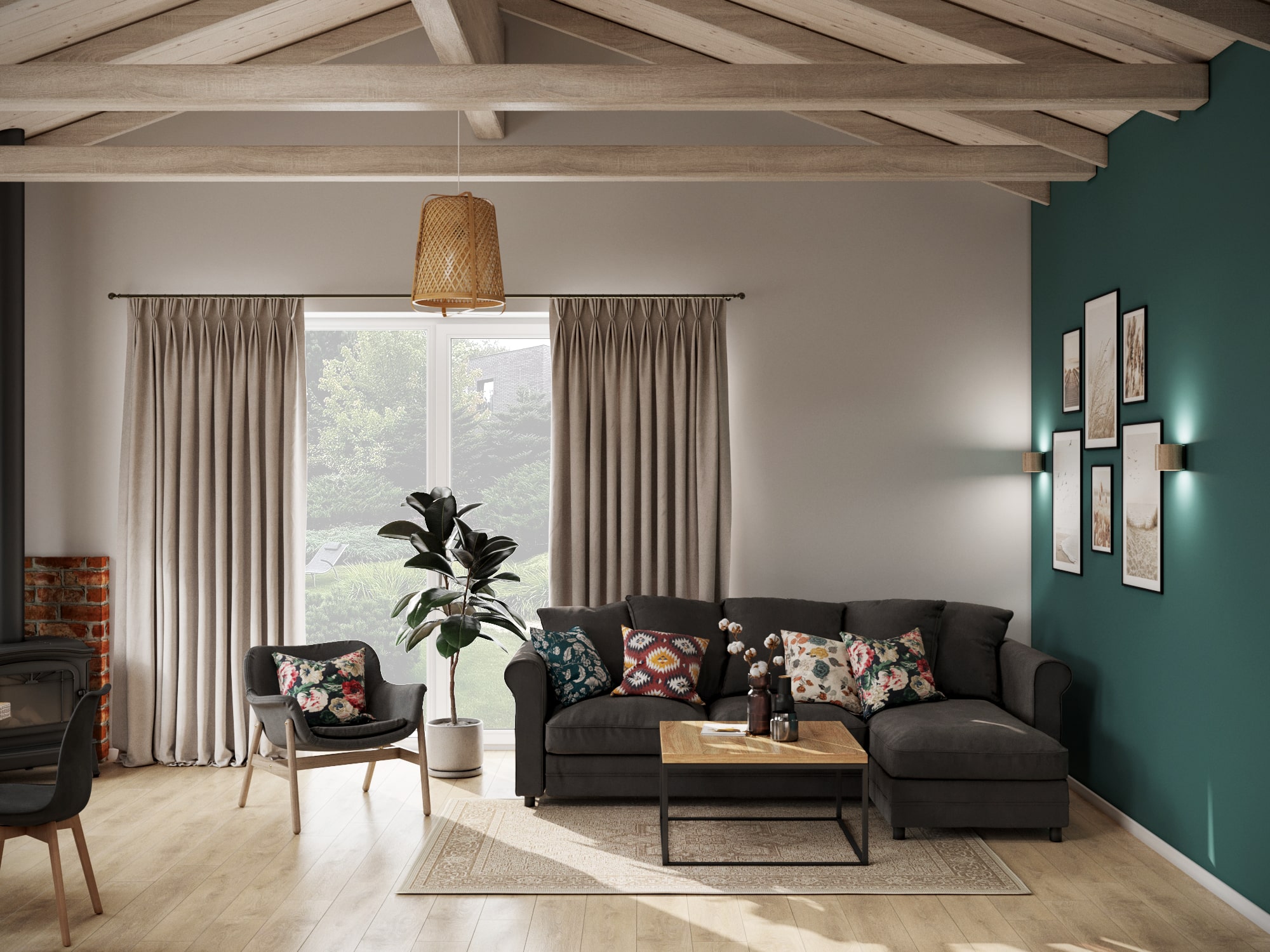 Salon z aneksem kuchennym 28m2 w domu