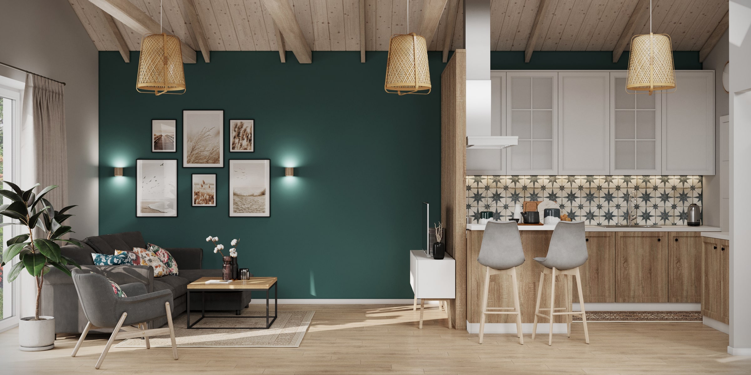 Salon z aneksem kuchennym 28m2