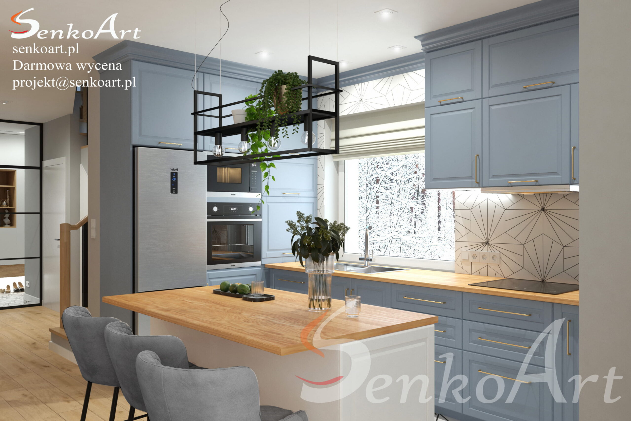 kuchnia z drewnianym blatem