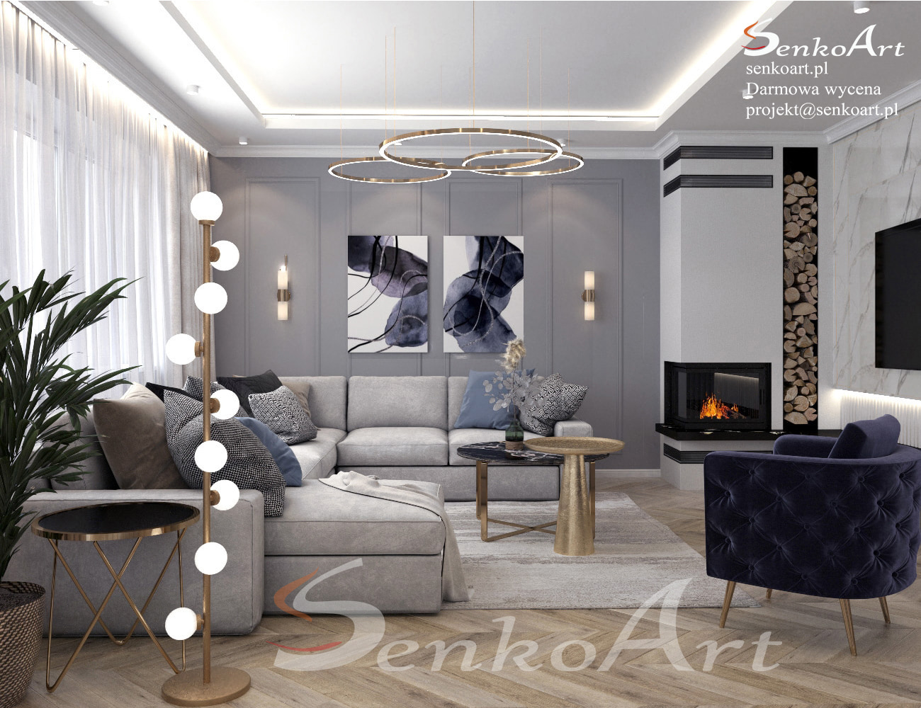 salon z aneksem kuchennym 26m2