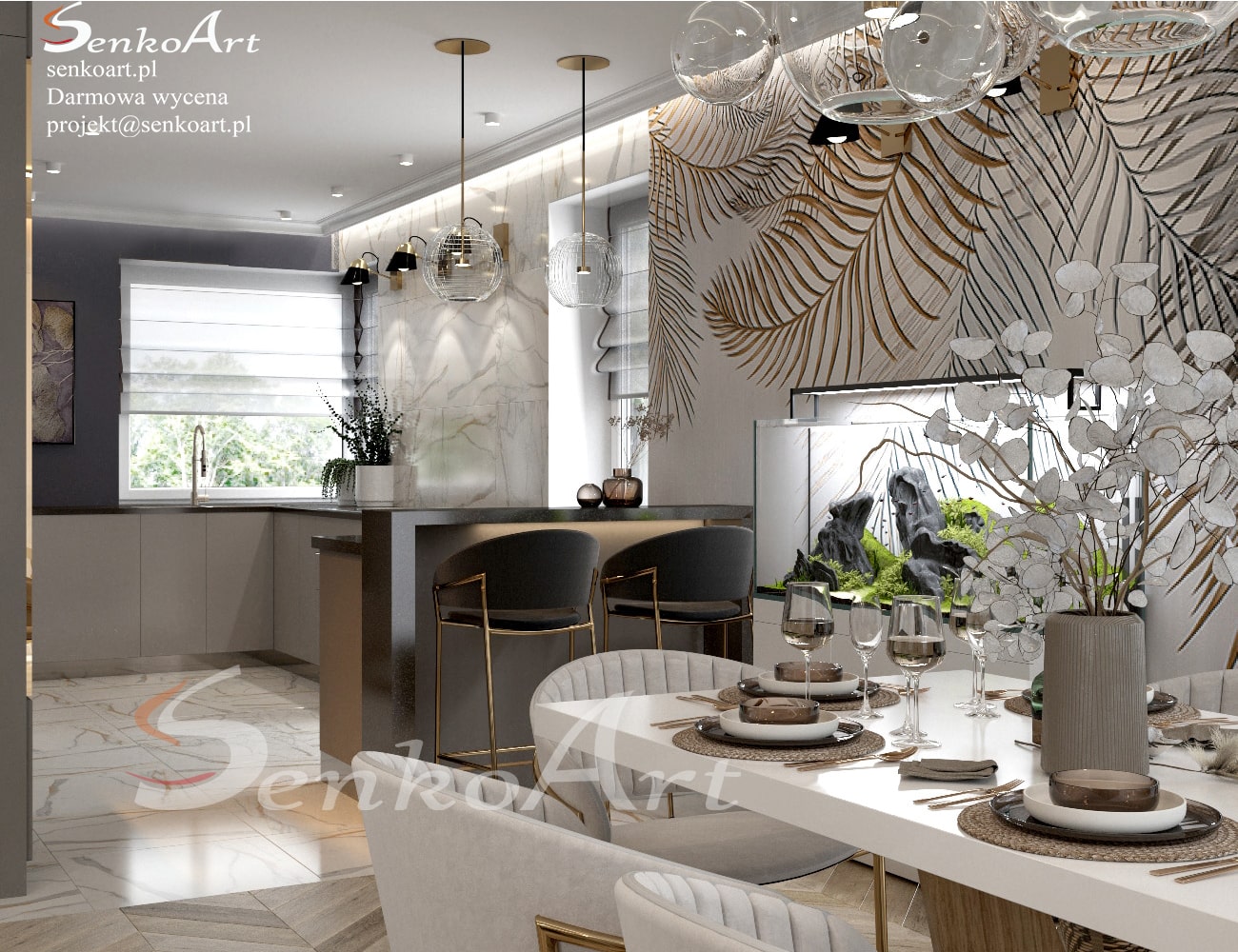 Nowoczesny salon z jadalnią