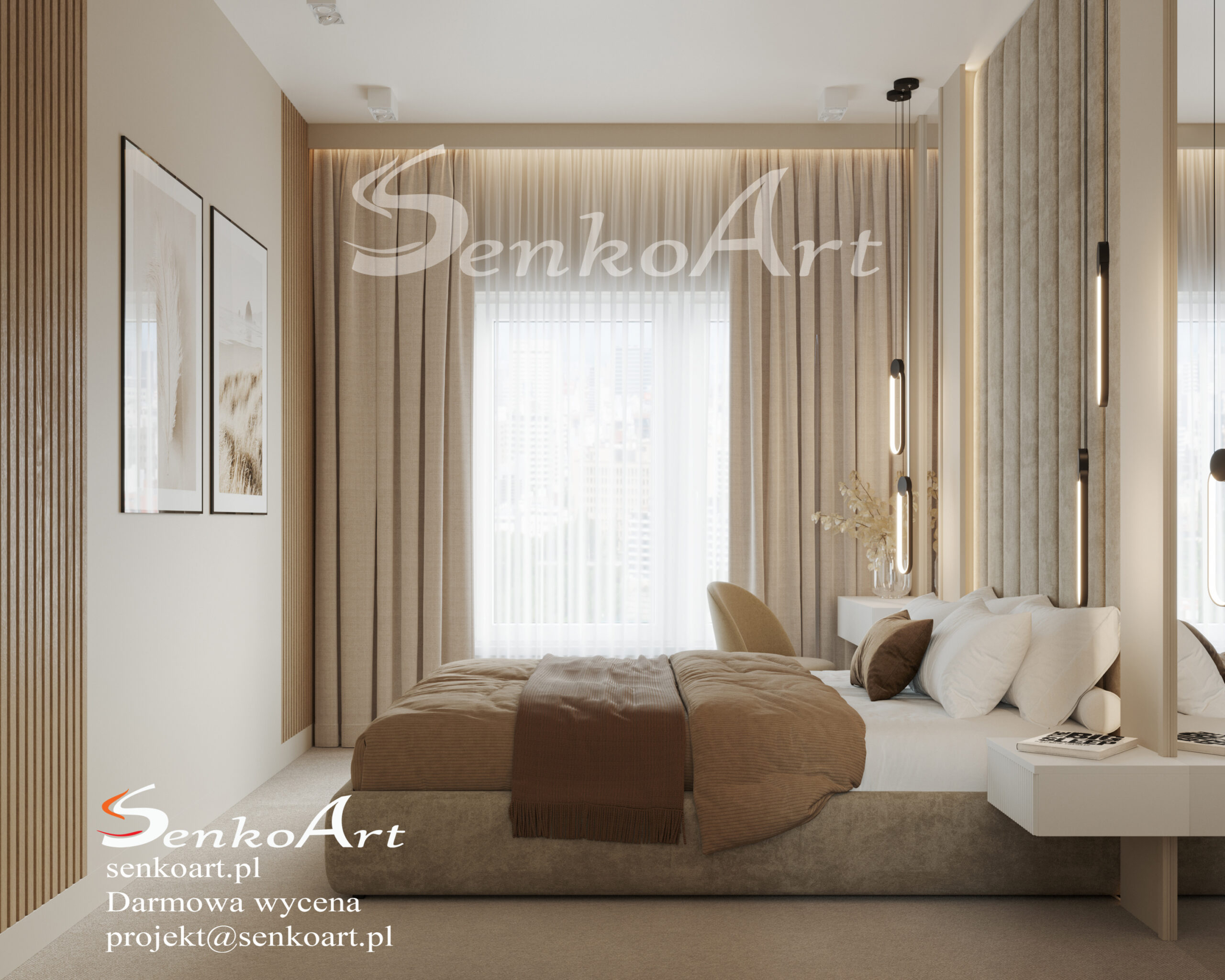 beżowa sypialnia