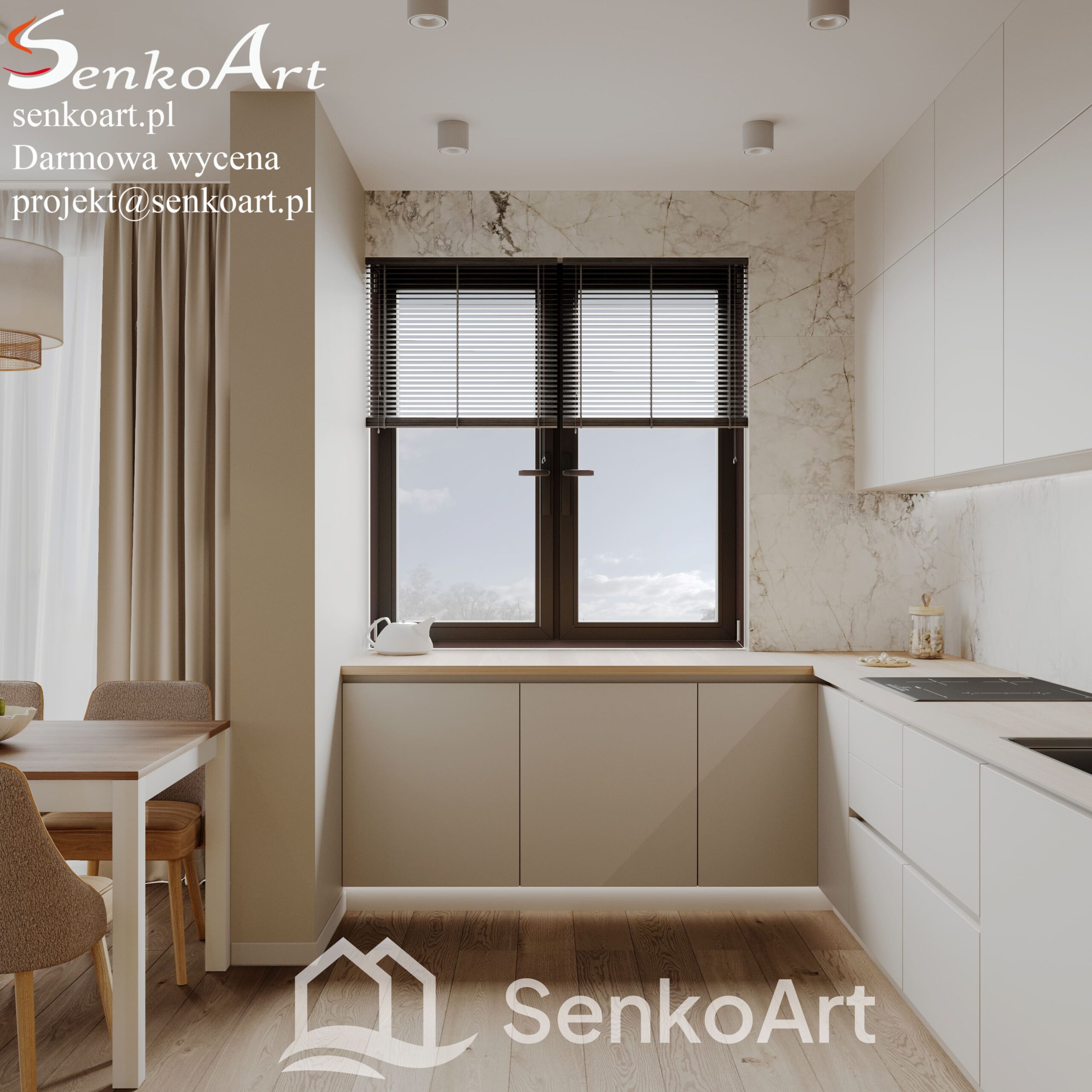 Biała kuchnia z elementami skandynawskimi